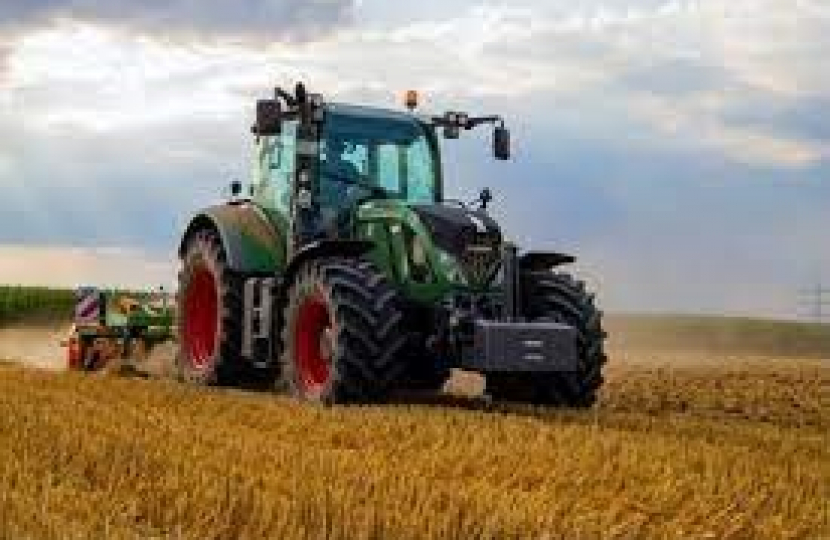 Tractor with crops